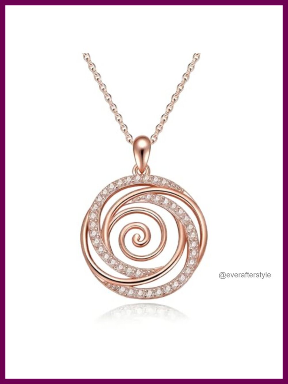 925 Sterling Silver Spiral Pendant Necklace Zircon Dainty Geometric Jewelry Gift
